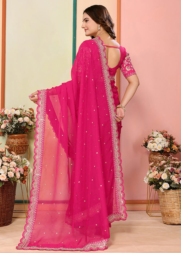 Pink Organza Saree With Blouse Piece