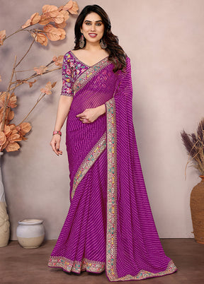 Purple Georgette Saree With Blouse Piece