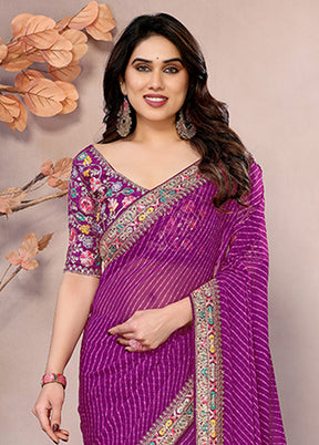 Purple Georgette Saree With Blouse Piece