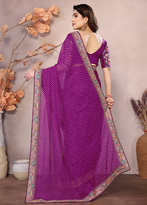 Purple Georgette Saree With Blouse Piece
