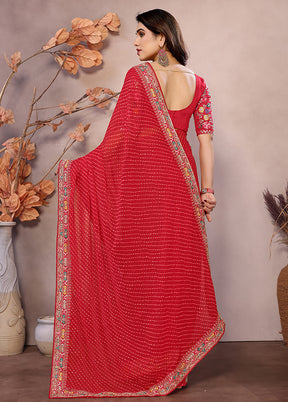 Maroon Georgette Saree With Blouse Piece