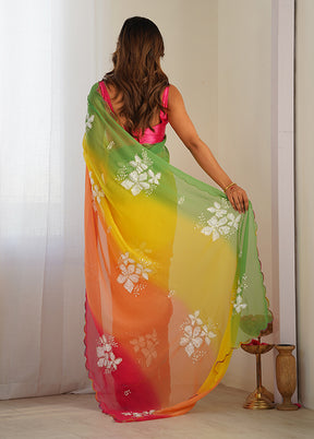 Yellow Georgette Saree With Blouse Piece