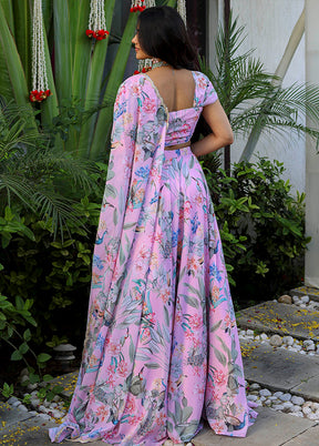 Pink Georgette Lehenga Set