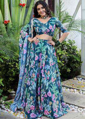 Green Georgette Lehenga Set