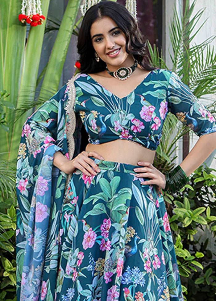 Green Georgette Lehenga Set