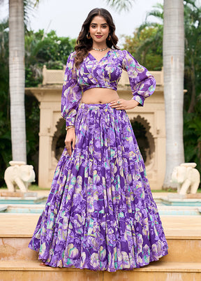 Purple Georgette Lehenga Set