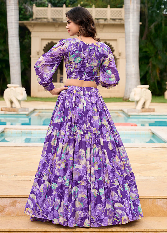 Purple Georgette Lehenga Set