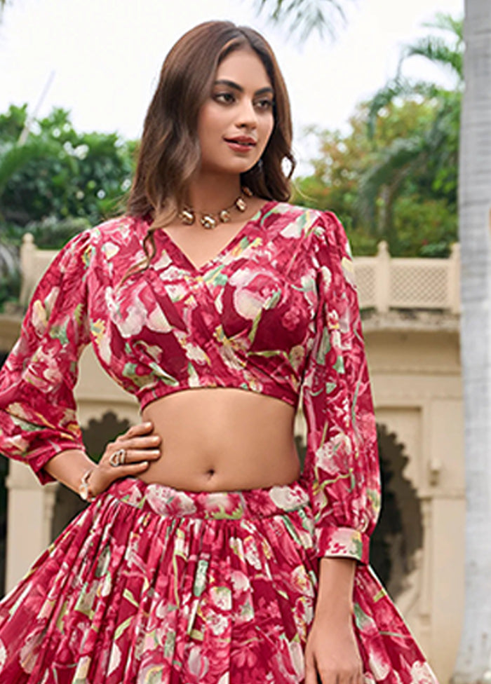 Red Georgette Lehenga Set