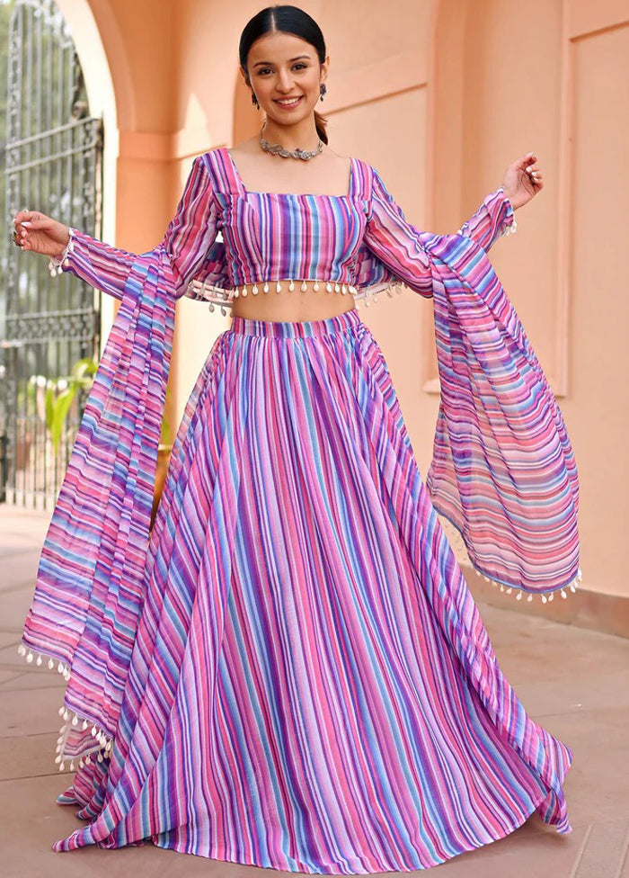 Multicolor Georgette Lehenga Set