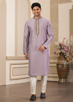 Purple Silk Kurta & Pajama Set