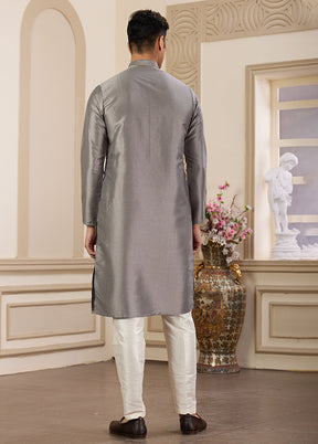 Grey Silk Kurta & Pajama Set