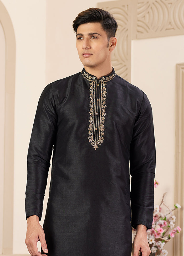 Black Silk Kurta & Pajama Set
