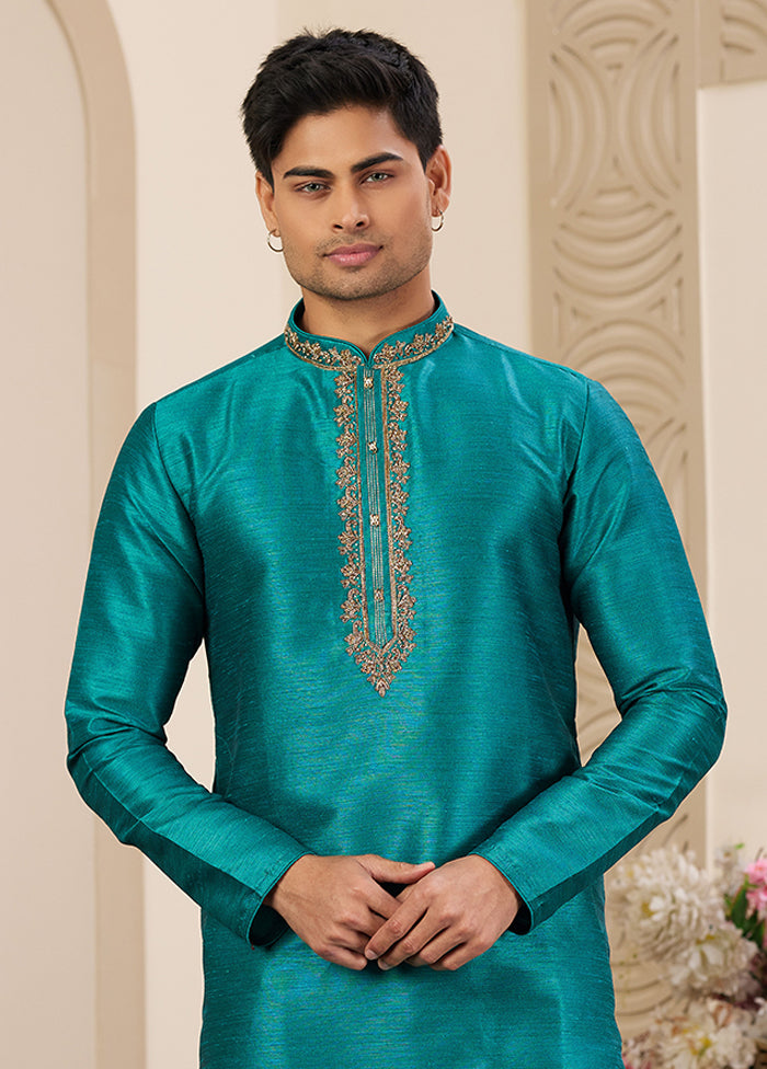 Green Silk Kurta & Pajama Set