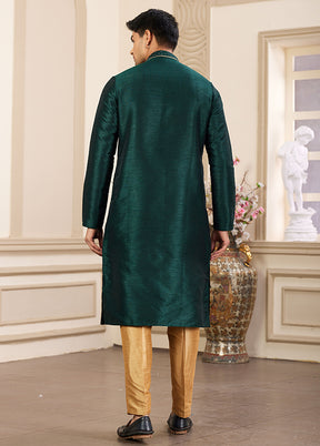 Green Silk Kurta & Pajama Set