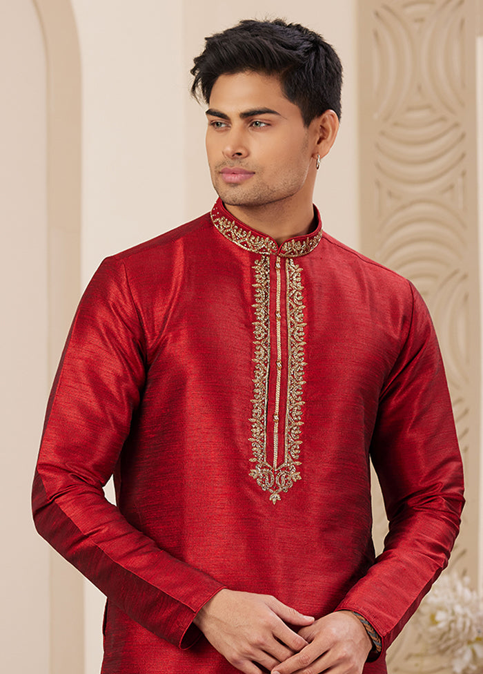 Maroon Silk Kurta & Pajama Set