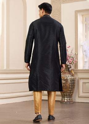 Black Silk Kurta & Pajama Set