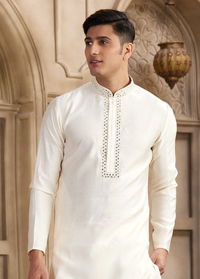 Cream Silk Kurta & Pajama Set