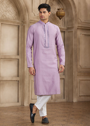 Purple Silk Kurta & Pajama Set