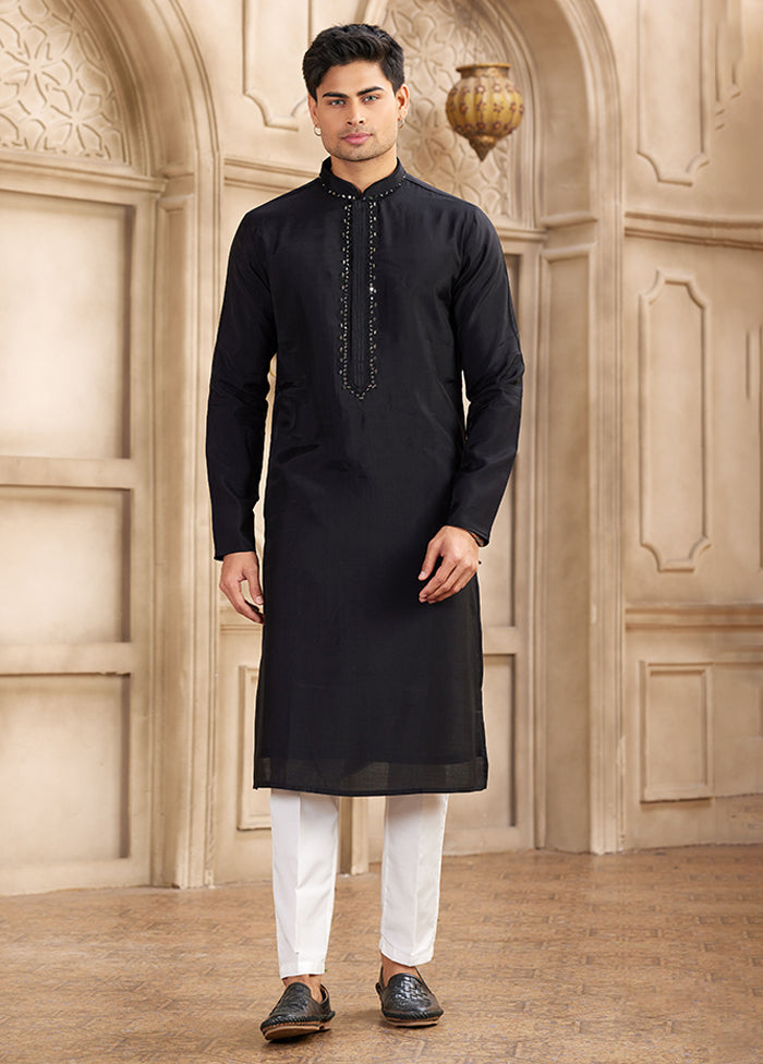 Black Silk Kurta & Pajama Set