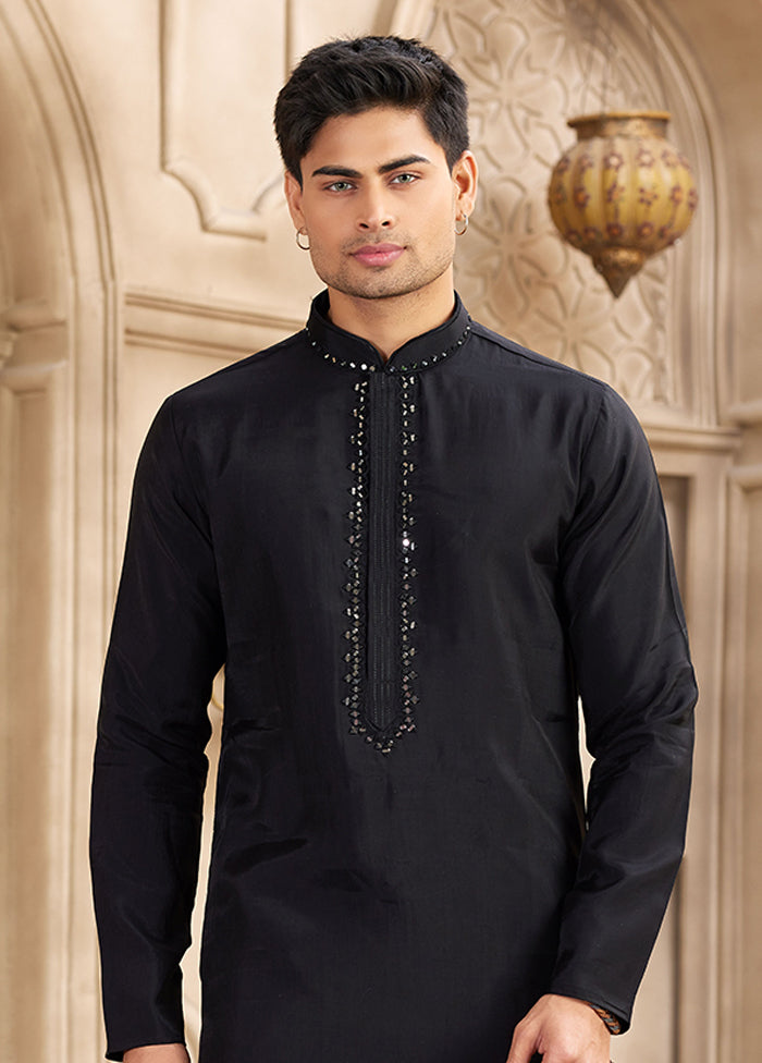 Black Silk Kurta & Pajama Set