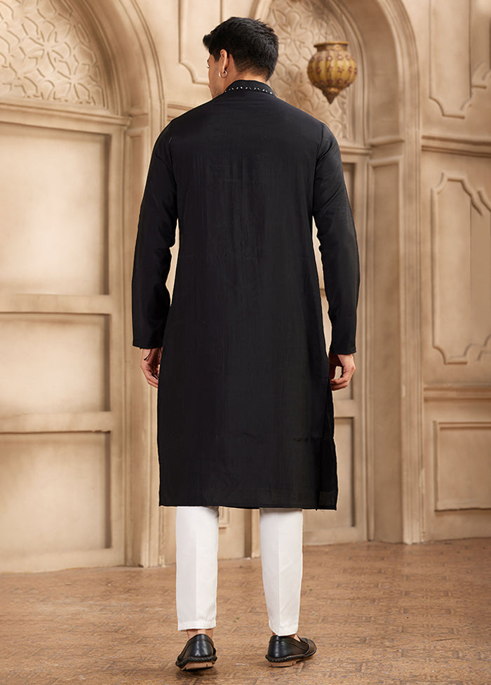 Black Silk Kurta & Pajama Set