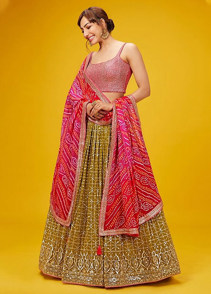 Yellow Georgette Dupatta Lehenga Set