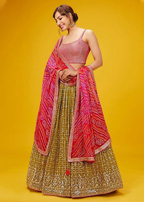 Yellow Georgette Dupatta Lehenga Set