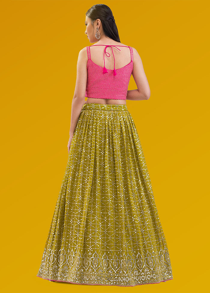 Yellow Georgette Dupatta Lehenga Set