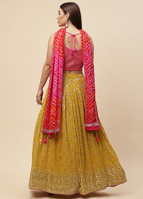 Yellow Georgette Dupatta Lehenga Set
