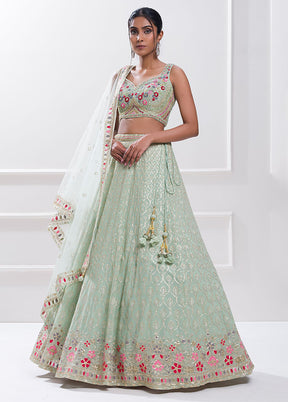Green Georgette Dupatta Lehenga Set