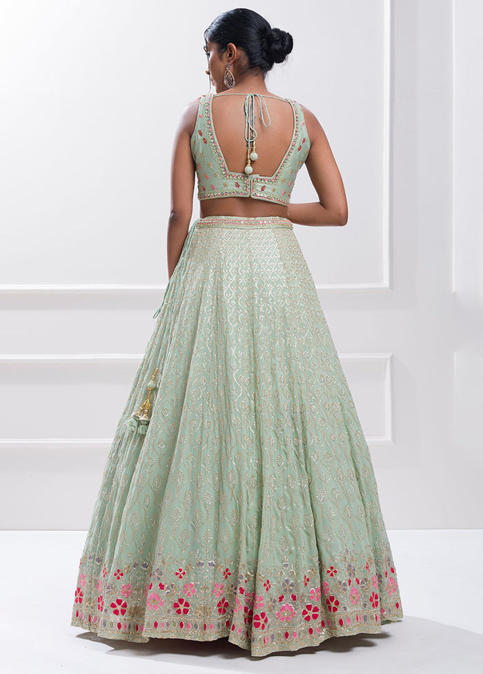 Green Georgette Dupatta Lehenga Set