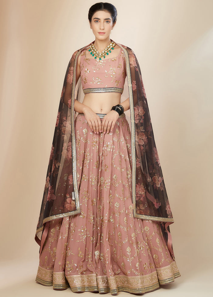 Pink Georgette Dupatta Lehenga Set