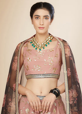 Pink Georgette Dupatta Lehenga Set