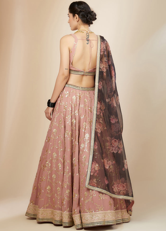 Pink Georgette Dupatta Lehenga Set