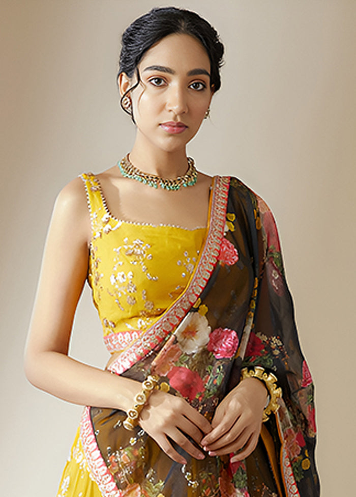 Yellow Georgette Dupatta Lehenga Set