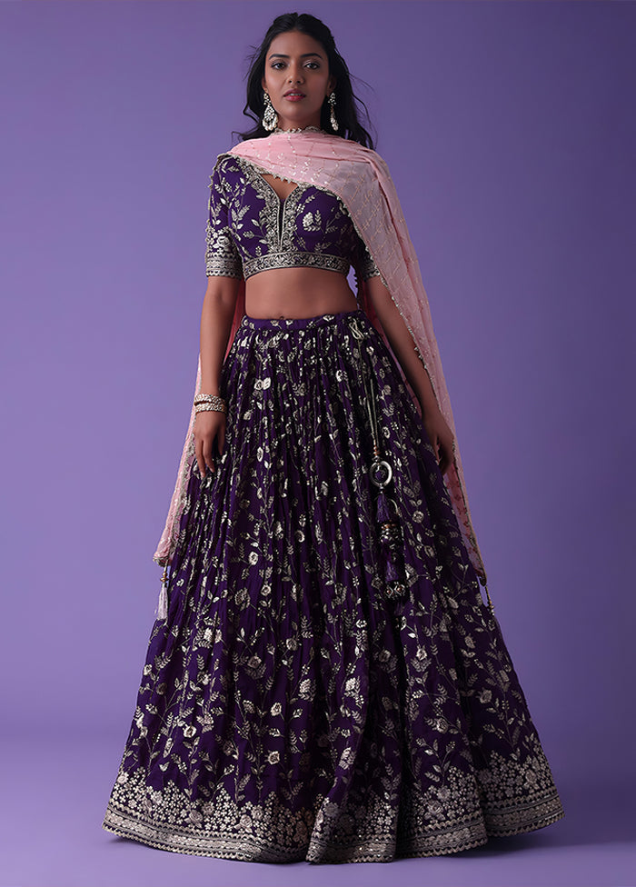 Purple Georgette Dupatta Lehenga Set