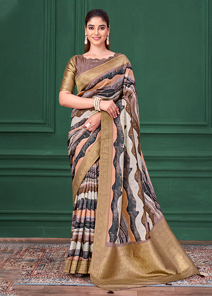 Purple Spun Silk Saree With Blouse Piece