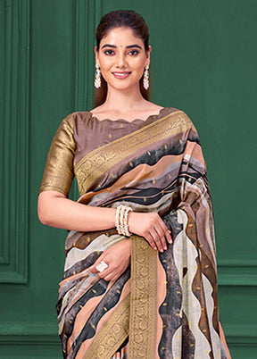 Purple Spun Silk Saree With Blouse Piece