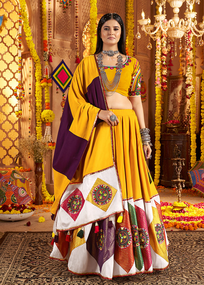 Yellow Viscose Dupatta Lehenga Set
