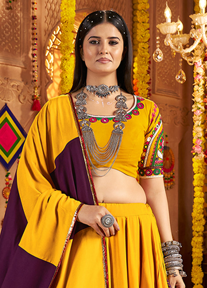 Yellow Viscose Dupatta Lehenga Set