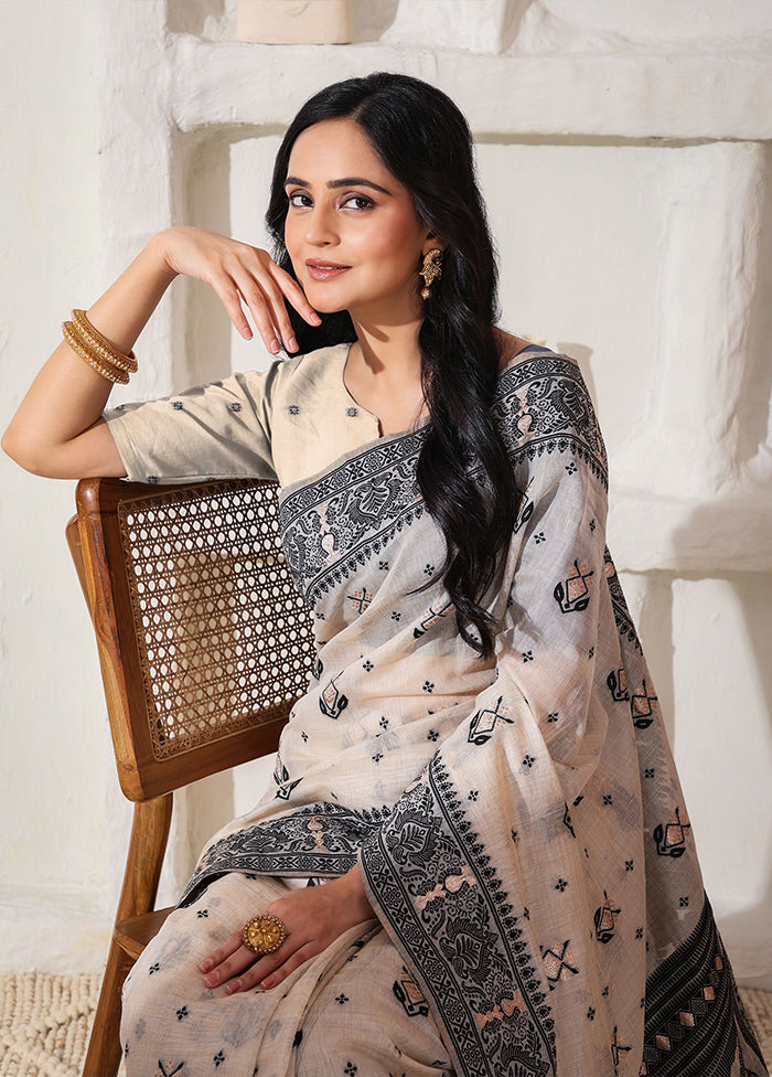 Black Cotton Saree With Blouse Piece