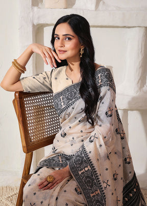 Black Cotton Saree With Blouse Piece