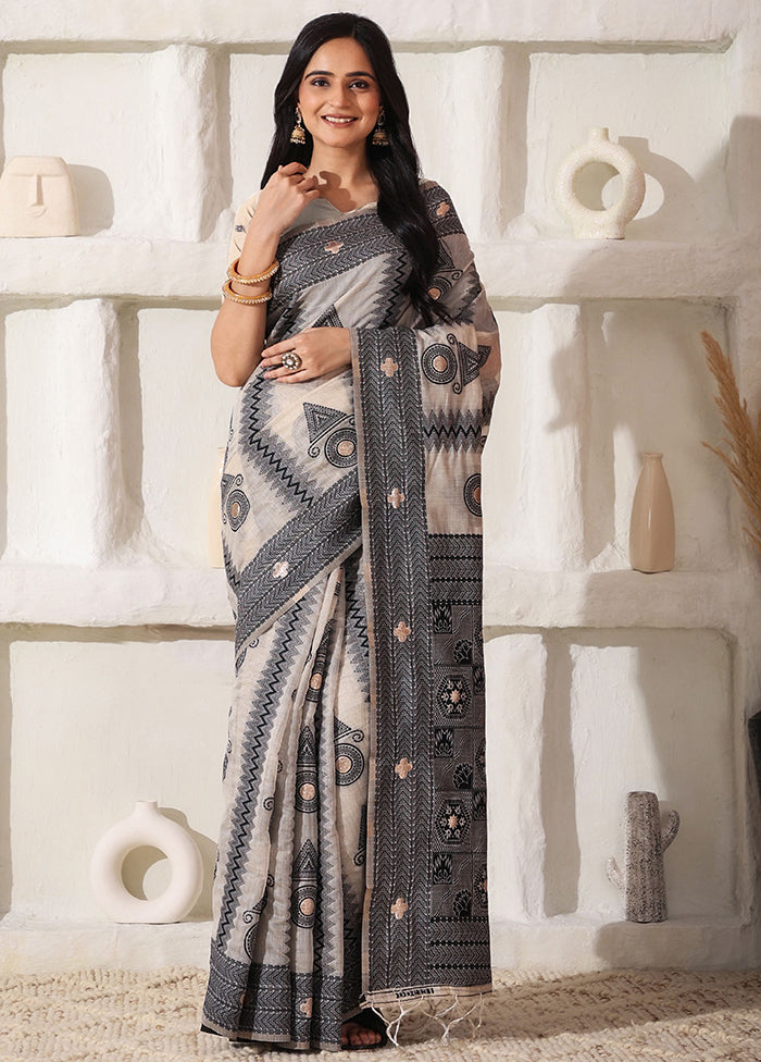 Black Cotton Saree With Blouse Piece