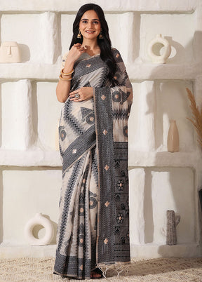 Black Cotton Saree With Blouse Piece