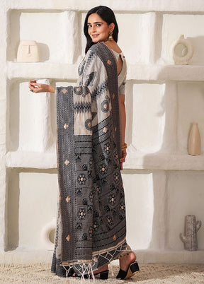 Black Cotton Saree With Blouse Piece