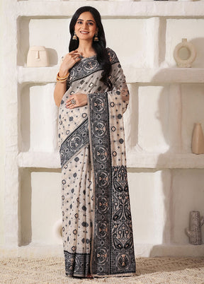 Black Cotton Saree With Blouse Piece