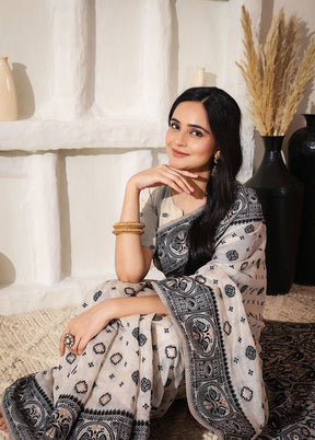 Black Cotton Saree With Blouse Piece