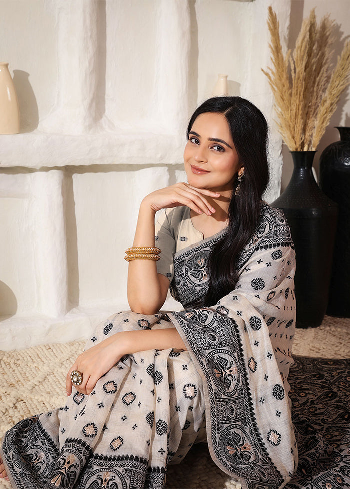 Black Cotton Saree With Blouse Piece