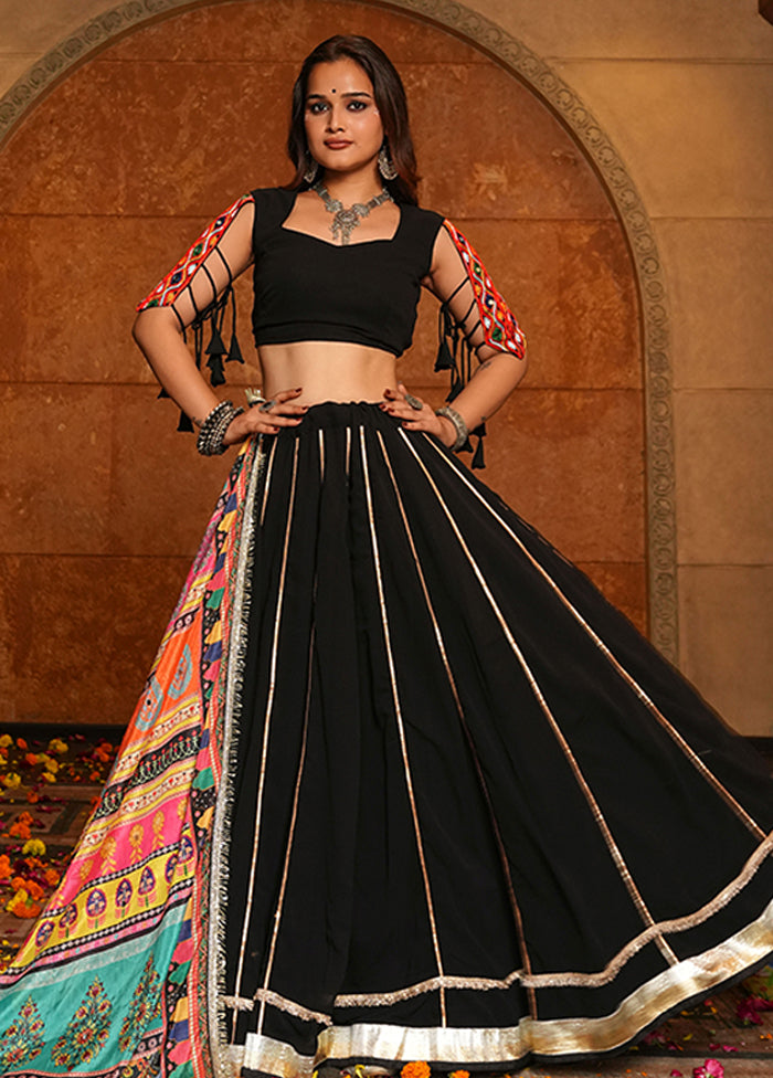 Black Georgette Dupatta Lehenga Set