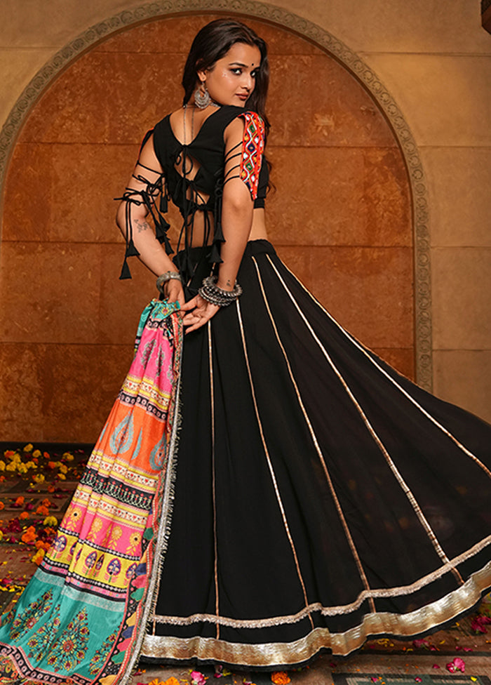Black Georgette Dupatta Lehenga Set